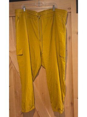 Old Navy Cargo Pants Women Sz 3X Active StretchTech Jogger Drawstring Chartreuse